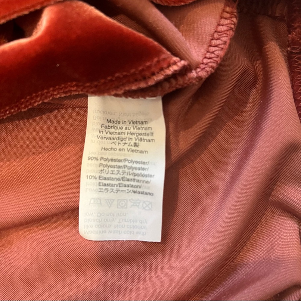 Madewell Rusty Orange Long Sleeve Velvet Wrap Bodysuit, Sz S - Picture 15 of 15